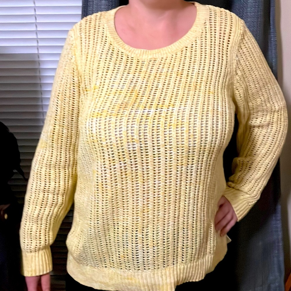 Talbots XL Kint Cotton Sweater Crème Color Yellow